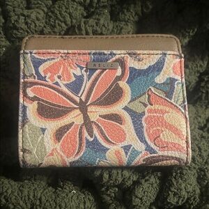 Relic Multi-Color Butterfly Compact Wallet with Coral Accents